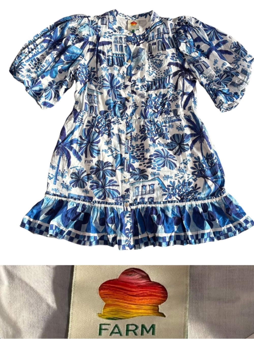 Farm Rio Sweet Rio Puff Sleeve Mini Dress - Picture 3 of 7